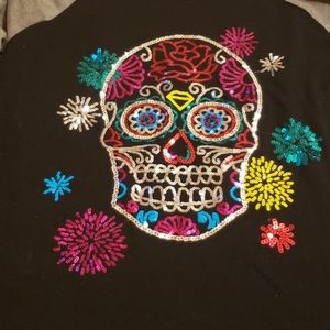 South Main sugar skull baseball tshirt XL NWOT